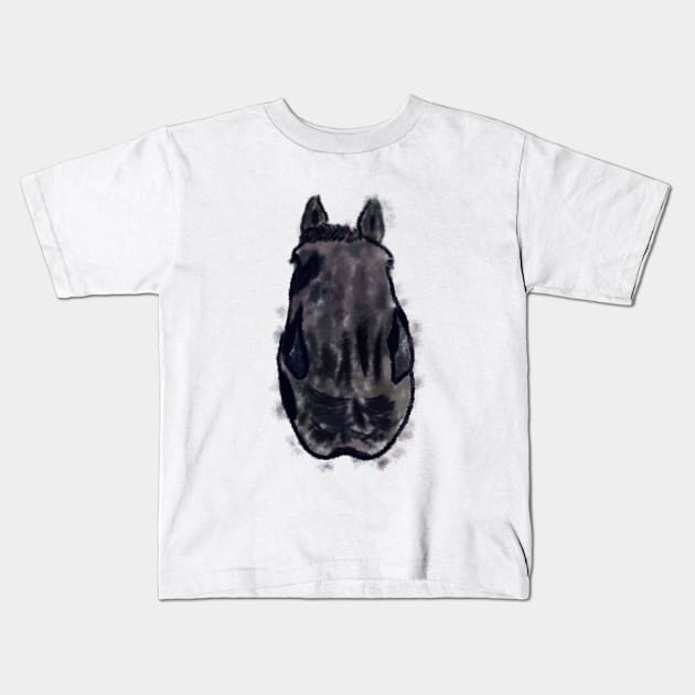 Funny horse head Kids T-Shirt by Antiope